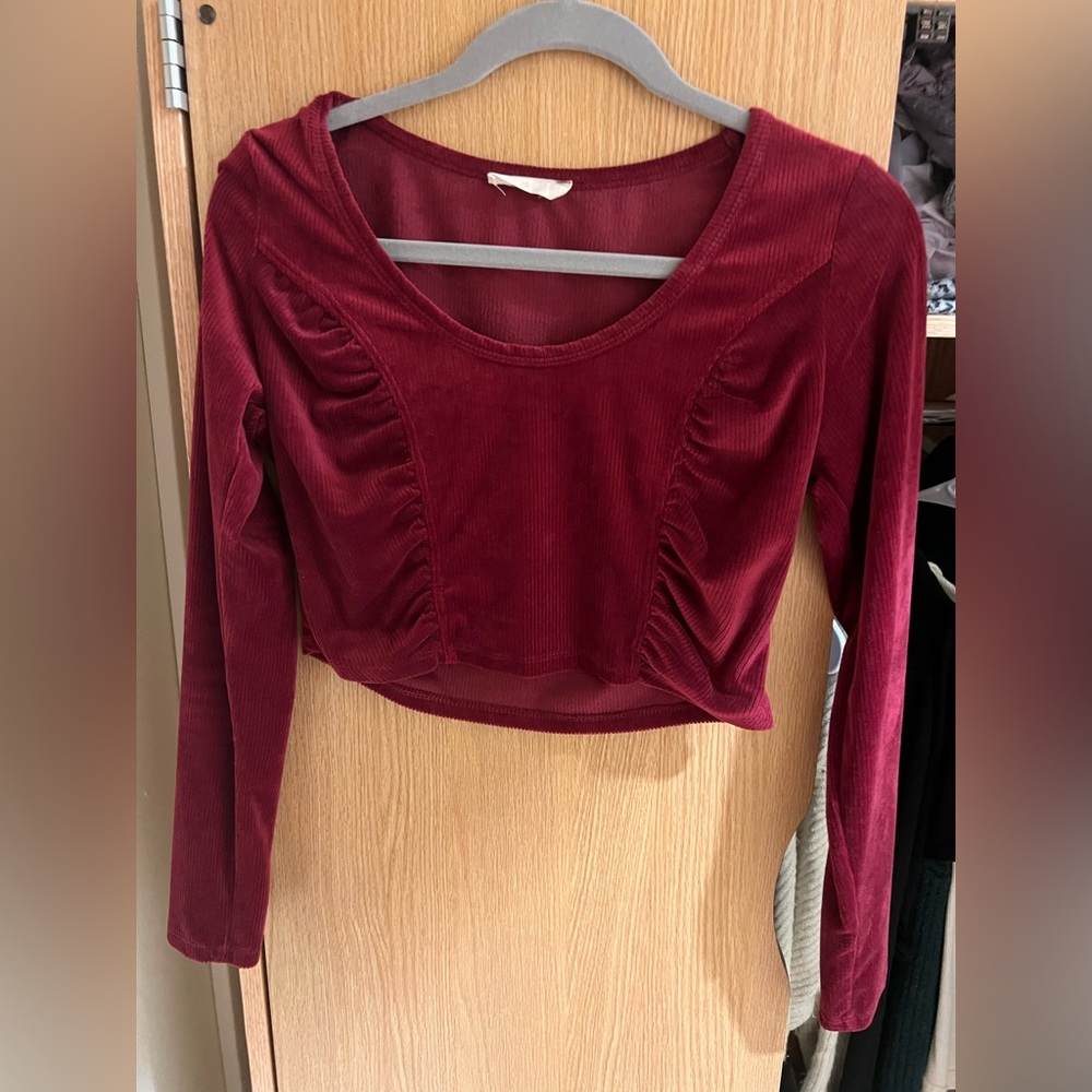 Maroon red ribbed crop top, Altard State
